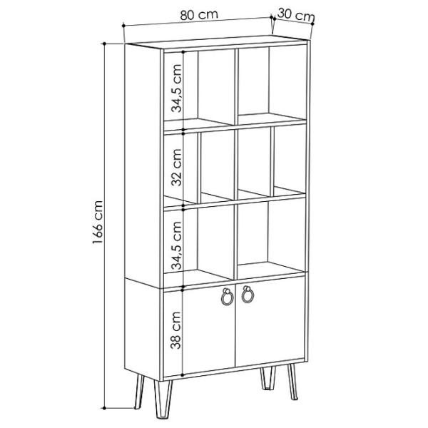 Dulap cu polițe Showdeko Bene Bookcase 166 x 80 x 30/ PAL/ Grey photo 4