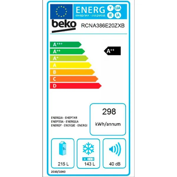 Холодильник Beko RCNA386E30ZXB с нижней морозильной камерой 358 л / 203 cm / Серебряный photo 7