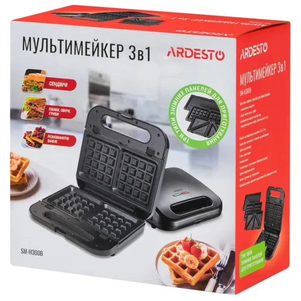 Aparat pentru sandvișuri Ardesto SM-H300B 700 W / Black photo 5