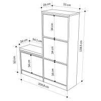 Dulap pentru încălțăminte Showdeko M.AK.23973.3 118.5 x 104.8 x 26/ Oak/ Oak photo 2