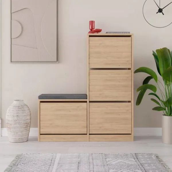 Обувной шкаф Showdeko M.AK.23973.3 118.5см x 104.8см x 26см/ Oak/ Дуб photo 3