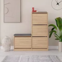 Dulap pentru încălțăminte Showdeko M.AK.23973.3 118.5 x 104.8 x 26/ Oak/ Oak photo 3