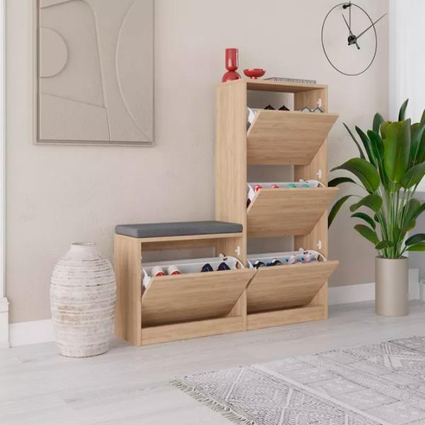 Обувной шкаф Showdeko M.AK.23973.3 118.5см x 104.8см x 26см/ Oak/ Дуб photo 4