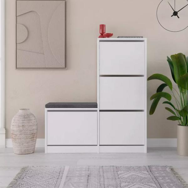 Обувной шкаф Showdeko M.AK.23973.2 118.5см x 104.8см x 26см/ White/ Белый photo 3