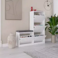 Обувной шкаф Showdeko M.AK.23973.2 118.5см x 104.8см x 26см/ White/ Белый photo 4