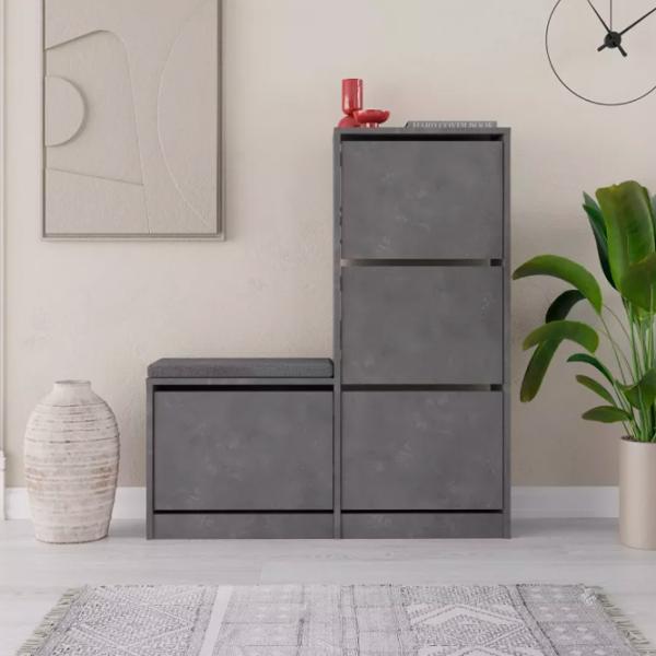 Обувной шкаф Showdeko M.AK.23973.6 118.5см x 104.8см x 26см/ Retro Gray/ Retro Gray photo 3