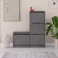 Обувной шкаф Showdeko M.AK.23973.6 118.5см x 104.8см x 26см/ Retro Gray/ Retro Gray photo 3