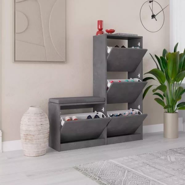 Обувной шкаф Showdeko M.AK.23973.6 118.5см x 104.8см x 26см/ Retro Gray/ Retro Gray photo 4