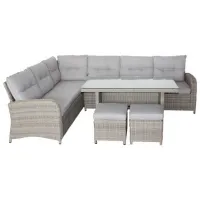 Set mobilă terasă Gardina Grup Touareg Ratan artificial/ Sticlă/ Rattan artificial/ Gray photo 2