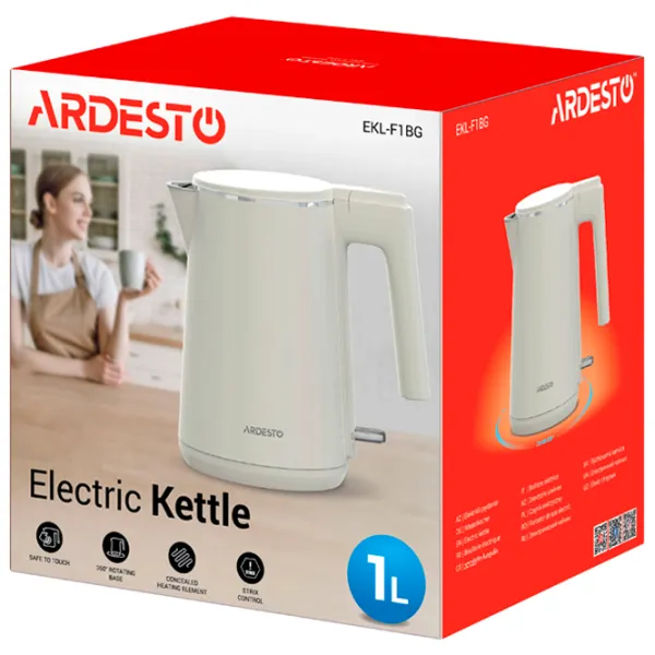 Ceainic electric Ardesto EKL-F1BG 1l / Ascuns / Beige photo 6