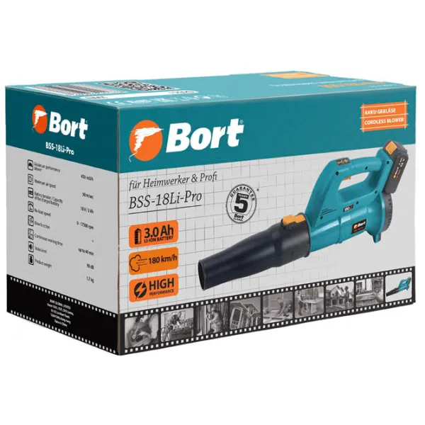 Воздуходувка Bort BSS-18Li-Pro аккумуляторный/ Синий photo 6