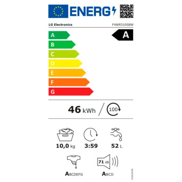 Mașină de spălat LG F4WR510SBW 10 kg / 1400 rpm / White photo 6