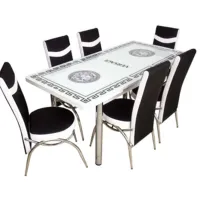 Masă de bucătărie extensibilă Magnus Kelebek II 1159 Sticlă/ White photo 2