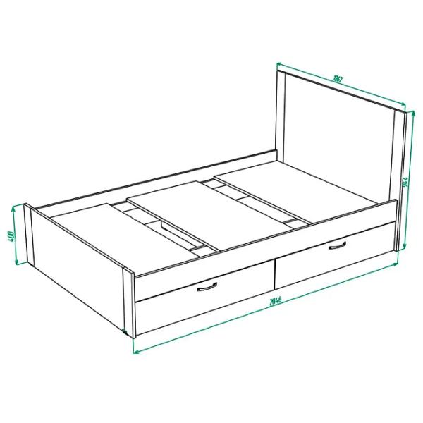 Pat ML-Mobila Vega 120 x 200 cm/ PAL/ Gray photo 2 Pat ML-Mobila Vega 120 x 200 cm/ PAL/ Gray photo 2