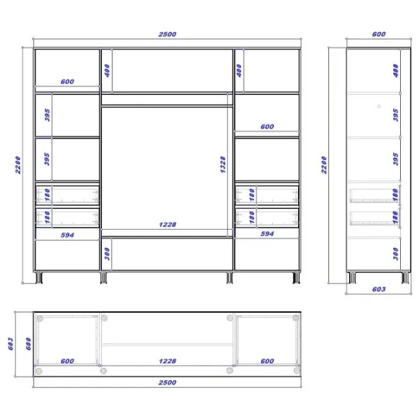 Dulap Coupe Mobildor-Lux Aron 2500 K 250 x 60 x 220 / DSP / Wenghe photo 3