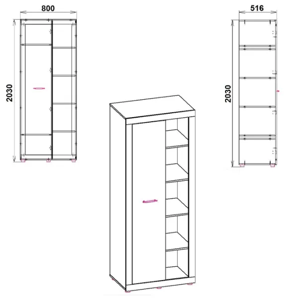 Шкаф Комбинированный KompaniT MG-1 80 x 51.6см x 203 / ЛДСП / Дуб Сонома photo 2 Шкаф Комбинированный KompaniT MG-1 80 x 51.6см x 203 / ЛДСП / Дуб Сонома photo 2