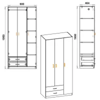 Dulap Clasic KompaniT 13 90 x 46.4 x 195 / PAL / Stejar Sonoma photo 3