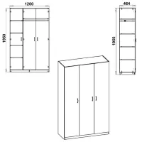 Dulap Clasic KompaniT 15 120 x 46.4 x 195 / PAL / Nimfeia Alb photo 2