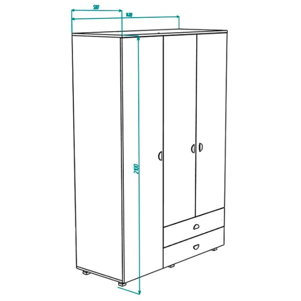 Dulap Clasic ML-Mobila Rio Nr3 140 x 57.6 x 210 / PAL / Stejar Sonoma photo 3 Dulap Clasic ML-Mobila Rio Nr3 140 x 57.6 x 210 / PAL / Stejar Sonoma photo 3