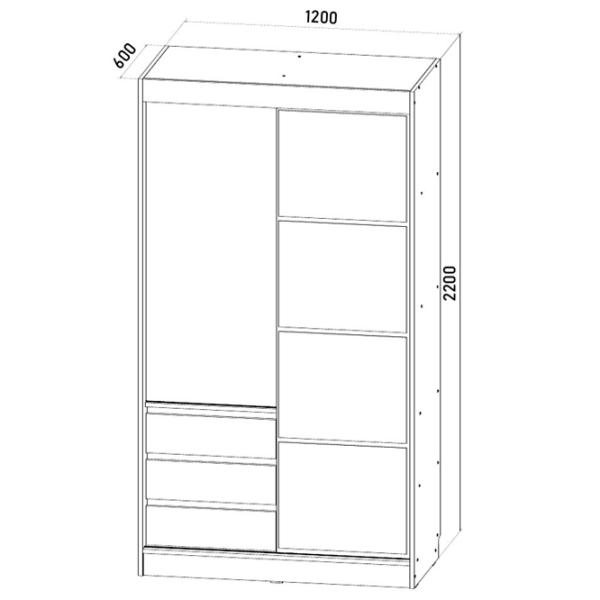 Шкаф Купе ML-Mobila Nice 120 x 60см x 220 / ЛДСП / Дуб Золотой photo 3