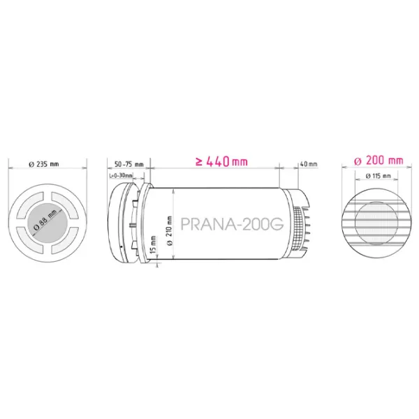 Recuperator Prana 200 G 60 m²/ 12 W photo 11