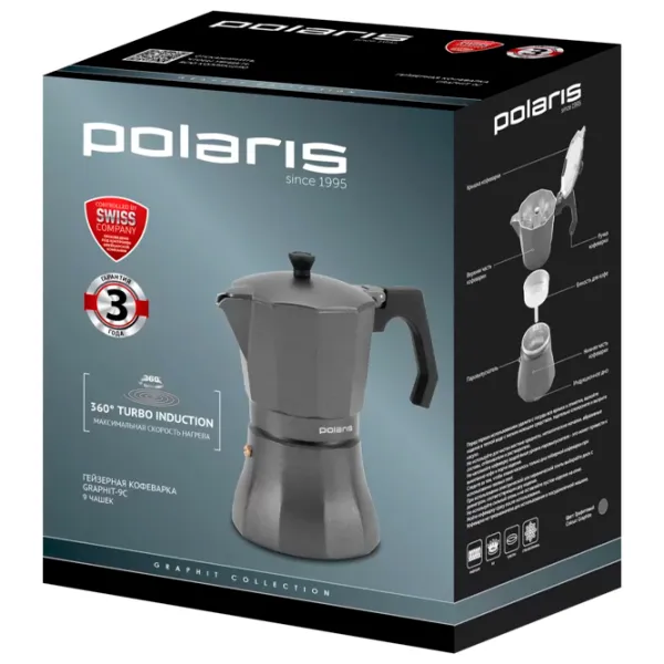 Кофеварка Polaris Graphit-9С 0.5л / Алюминий / Серый photo 4