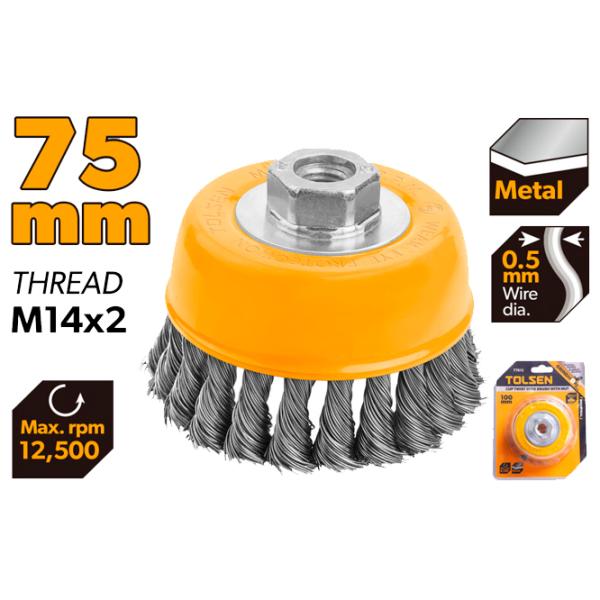Проволочная чашечная щётка Tolsen 77611 75 мм photo 2
