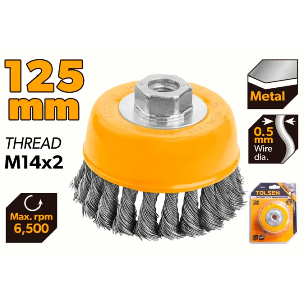 Проволочная чашечная щётка Tolsen 77613 125 мм photo 2
