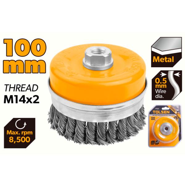 Проволочная чашечная щётка Tolsen 77622 100 мм photo 3