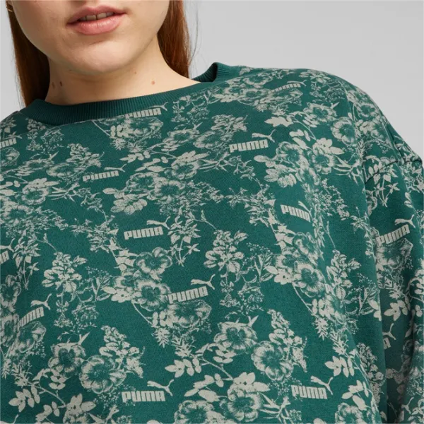 Hanorac pentru femei Puma Ess+ Floral Vibes Aop Crew Fl Green photo 3