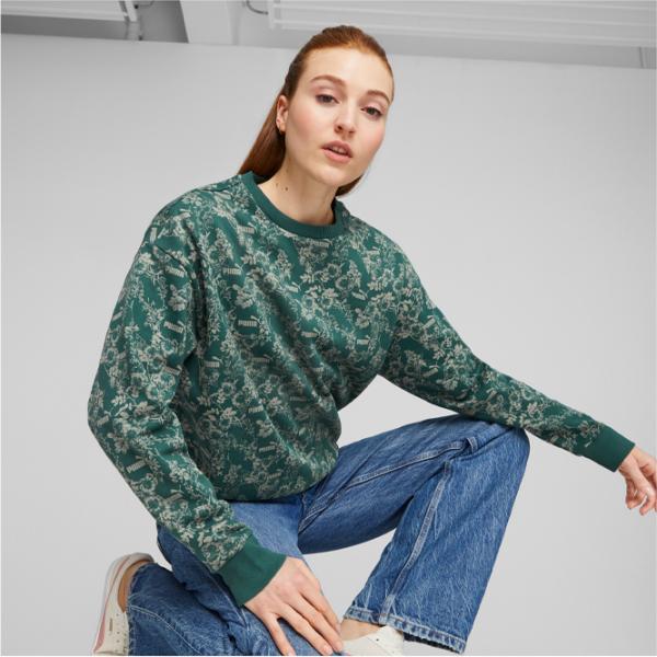 Hanorac pentru femei Puma Ess+ Floral Vibes Aop Crew Fl Green photo 6