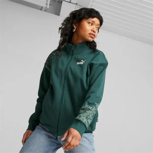 Hanorac pentru femei Puma Ess+ Floral Vibes Track Fl All-season/ Green photo 3