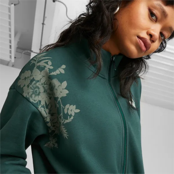 Hanorac pentru femei Puma Ess+ Floral Vibes Track Fl All-season/ Green photo 5
