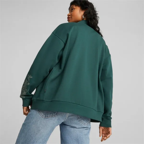 Hanorac pentru femei Puma Ess+ Floral Vibes Track Fl All-season/ Green photo 4 Hanorac pentru femei Puma Ess+ Floral Vibes Track Fl All-season/ Green photo 4