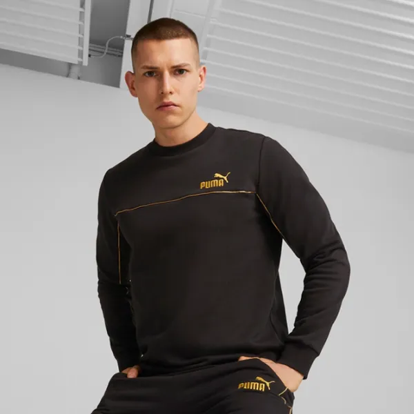 Толстовка для мужчин Puma Ess+ Minimal Gold Crew Fl Прямой/ Черный photo 3
