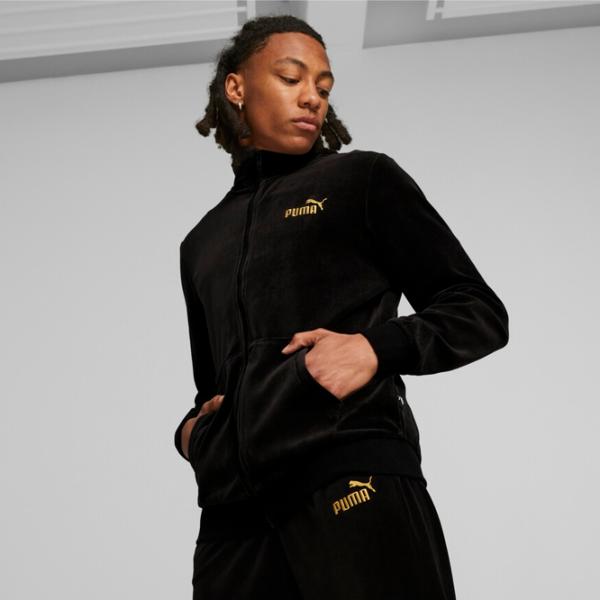 Hanorac pentru bărbați Puma Ess+ Minimal Gold Velour Track Jacket Drept/ Black photo 3