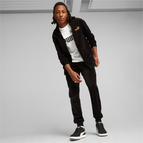 Hanorac pentru bărbați Puma Ess+ Minimal Gold Velour Track Jacket Drept/ Black photo 5