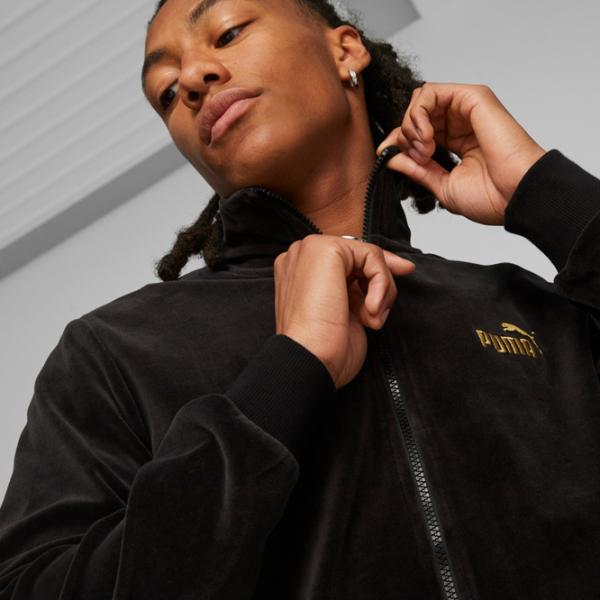 Hanorac pentru bărbați Puma Ess+ Minimal Gold Velour Track Jacket Drept/ Black photo 6