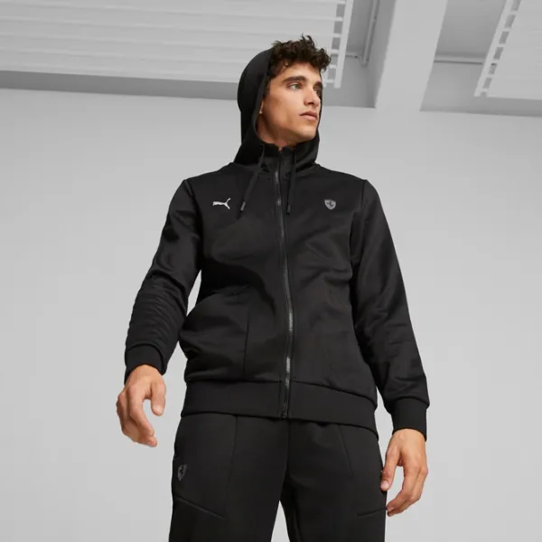 Hanorac pentru bărbați Puma Ferrari Style Hdd Sweat Jacket Drept/ Black photo 4
