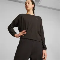 Hanorac pentru femei Puma Studio Unwind Long Sleeve Toamnă - iarnă/ Black photo 3