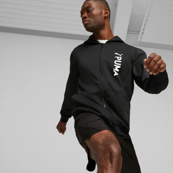 Толстовка для мужчин Puma Fit Double Knit Fz Прямой/ Черный photo 3