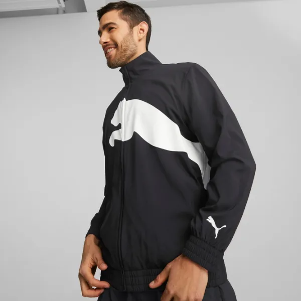 Толстовка для мужчин Puma Train Big Cat Lined Woven Fz Прямой/ Черный photo 3