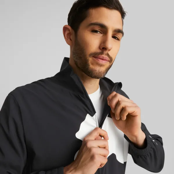 Толстовка для мужчин Puma Train Big Cat Lined Woven Fz Прямой/ Черный photo 6