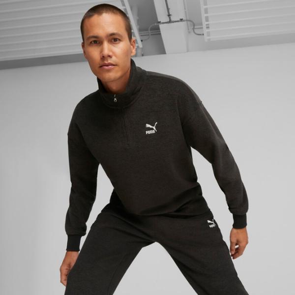 Hanorac pentru bărbați Puma Classics Fleece Half Zip Drept/ Black photo 3