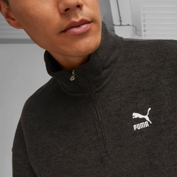 Hanorac pentru bărbați Puma Classics Fleece Half Zip Drept/ Black photo 5