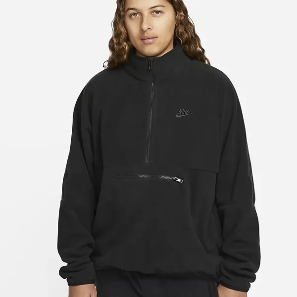 Hanorac pentru bărbați Nike M Nk Club+ Plr Ls Hz Top Drept/ Black photo 2