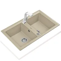 Chiuvetă Teka Stone 90B TG 2B 86 x 51 / Piatră artificială / Beige photo 2