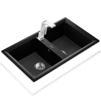 Chiuvetă Teka Stone 90B TG 2B 86 x 51 / Piatră artificială / Black photo 2