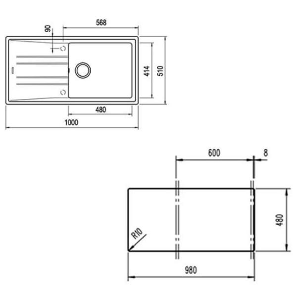 Кухонная мойка Teka Stone 60L TG 1B 1D 100 x 51 / Натуральный камень / Бежевый photo 3 Кухонная мойка Teka Stone 60L TG 1B 1D 100 x 51 / Натуральный камень / Бежевый photo 3