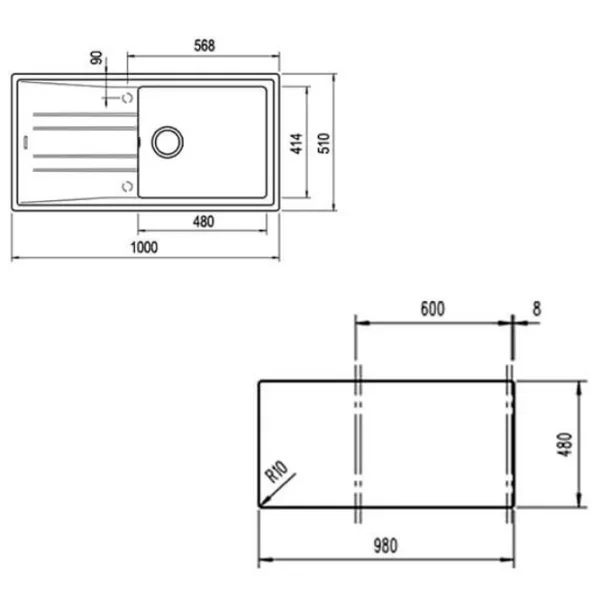 Кухонная мойка Teka Stone 60L TG 1B 1D 100 x 51 / Натуральный камень / Белый photo 2